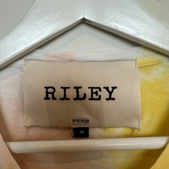 Riley Vintage Tie Dye T-Shirt Asymmetric Yellow Pink Short Sleeve Cotton Medium - Picture 3 of 6